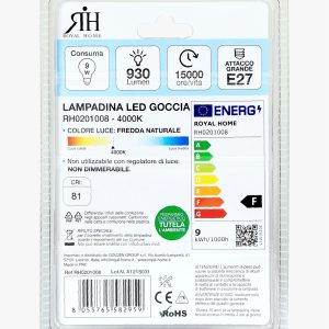 Lampadina led 60 watt a goccia fredda F